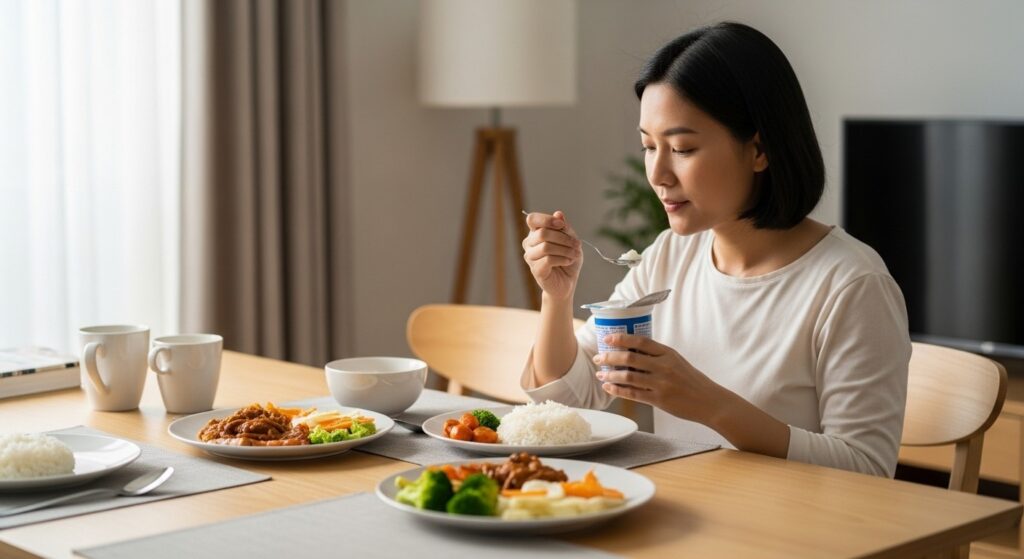 Sai lầm 3: Ăn sữa chua ngay sau bữa ăn chính
